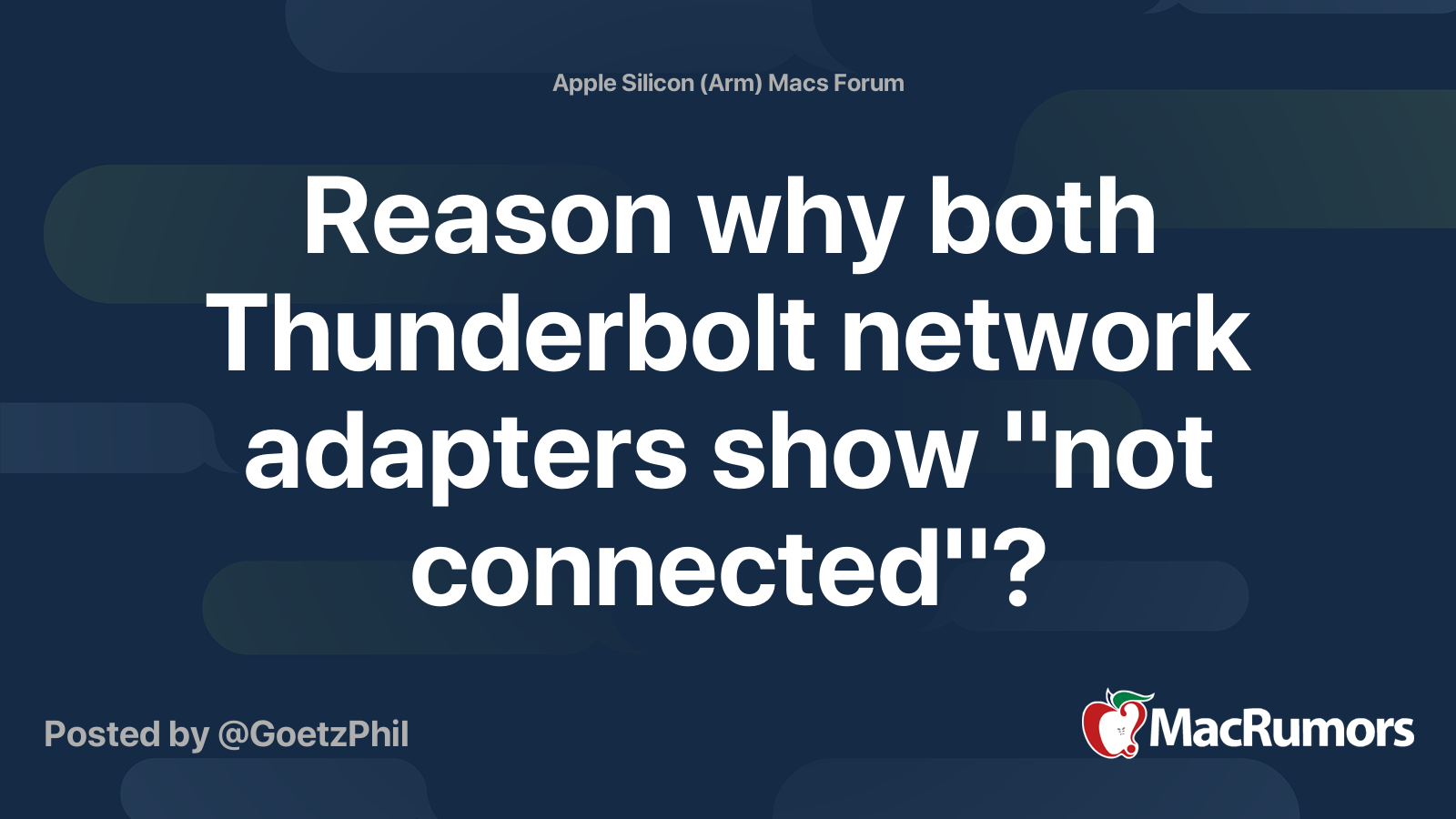 Reason why both Thunderbolt network adapters show "not connected