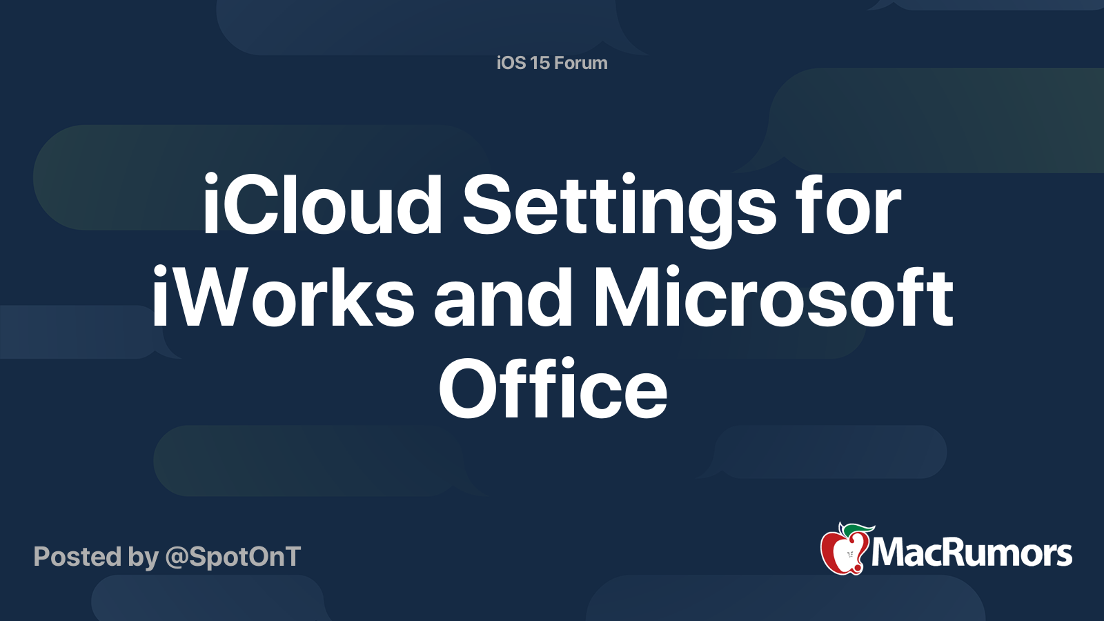 Paramètres iCloud pour iWorks et Microsoft Office