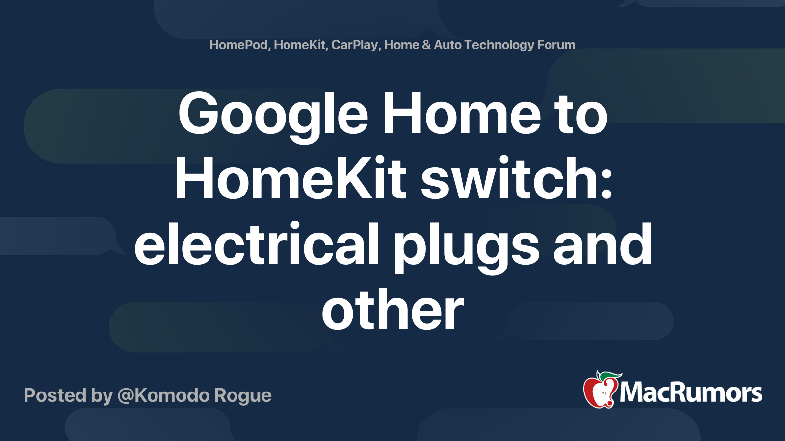 Google Home to HomeKit switch electrical plugs and other