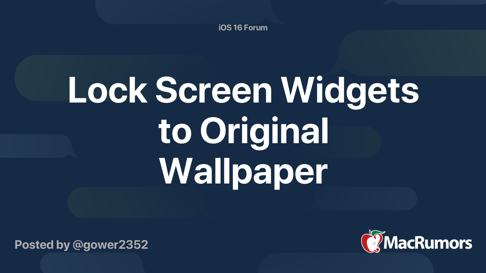 Lock Screen Widgets to Original Wallpaper | MacRumors Forums