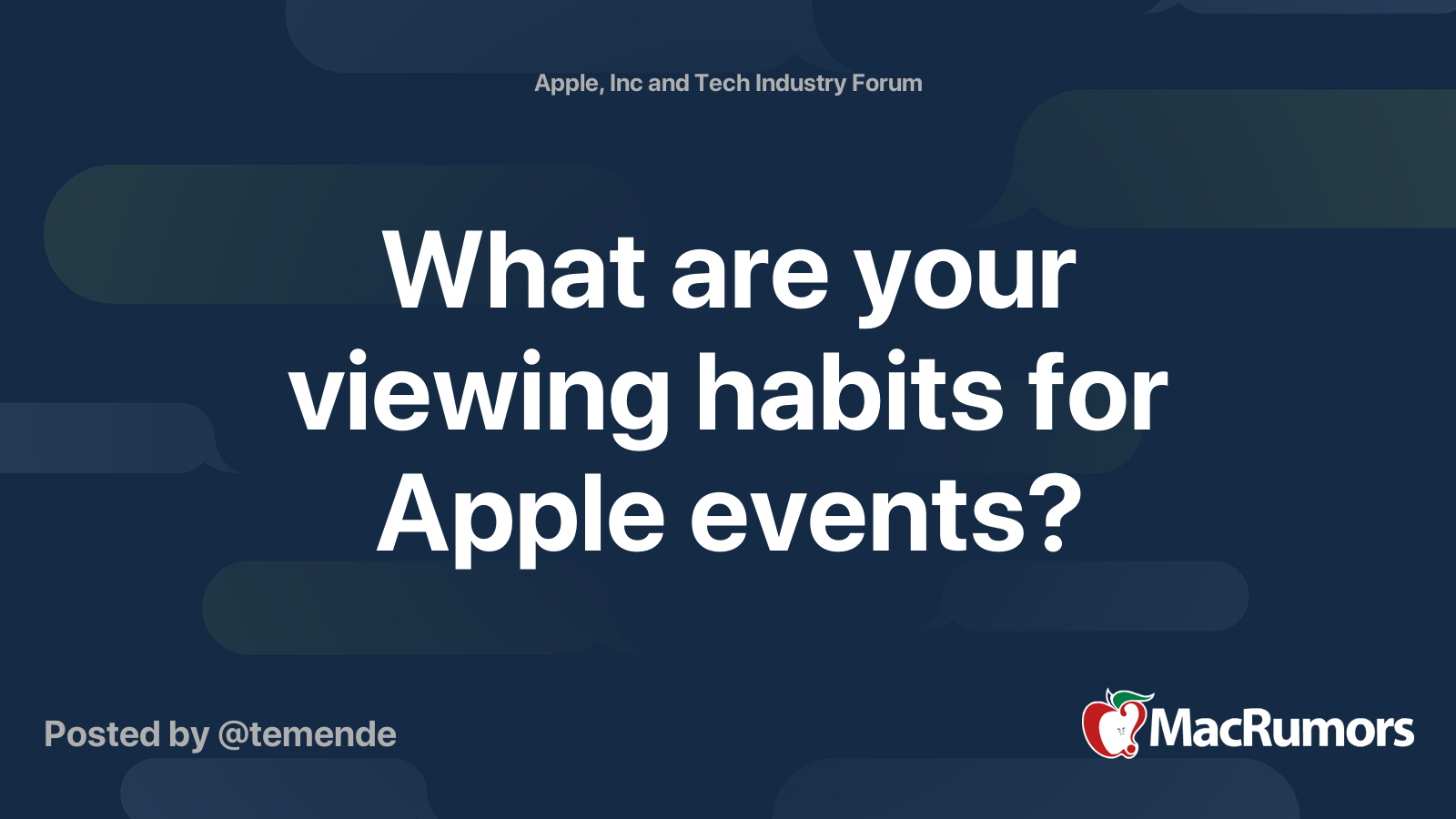 What are your viewing habits for Apple events? MacRumors Forums