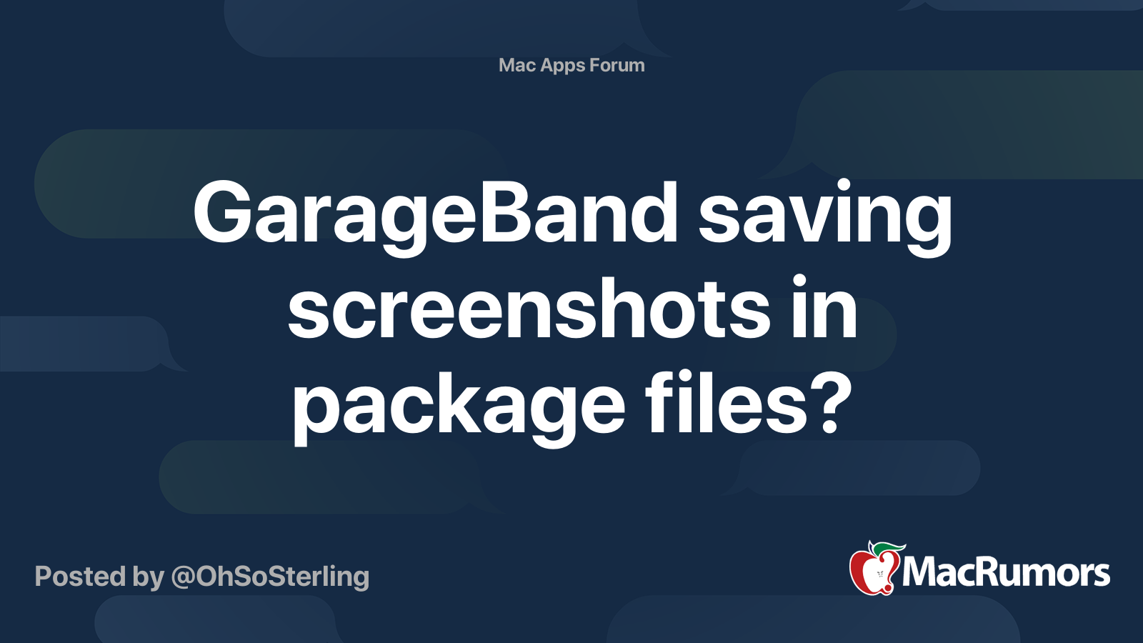 GarageBand saving screenshots in package files? MacRumors Forums