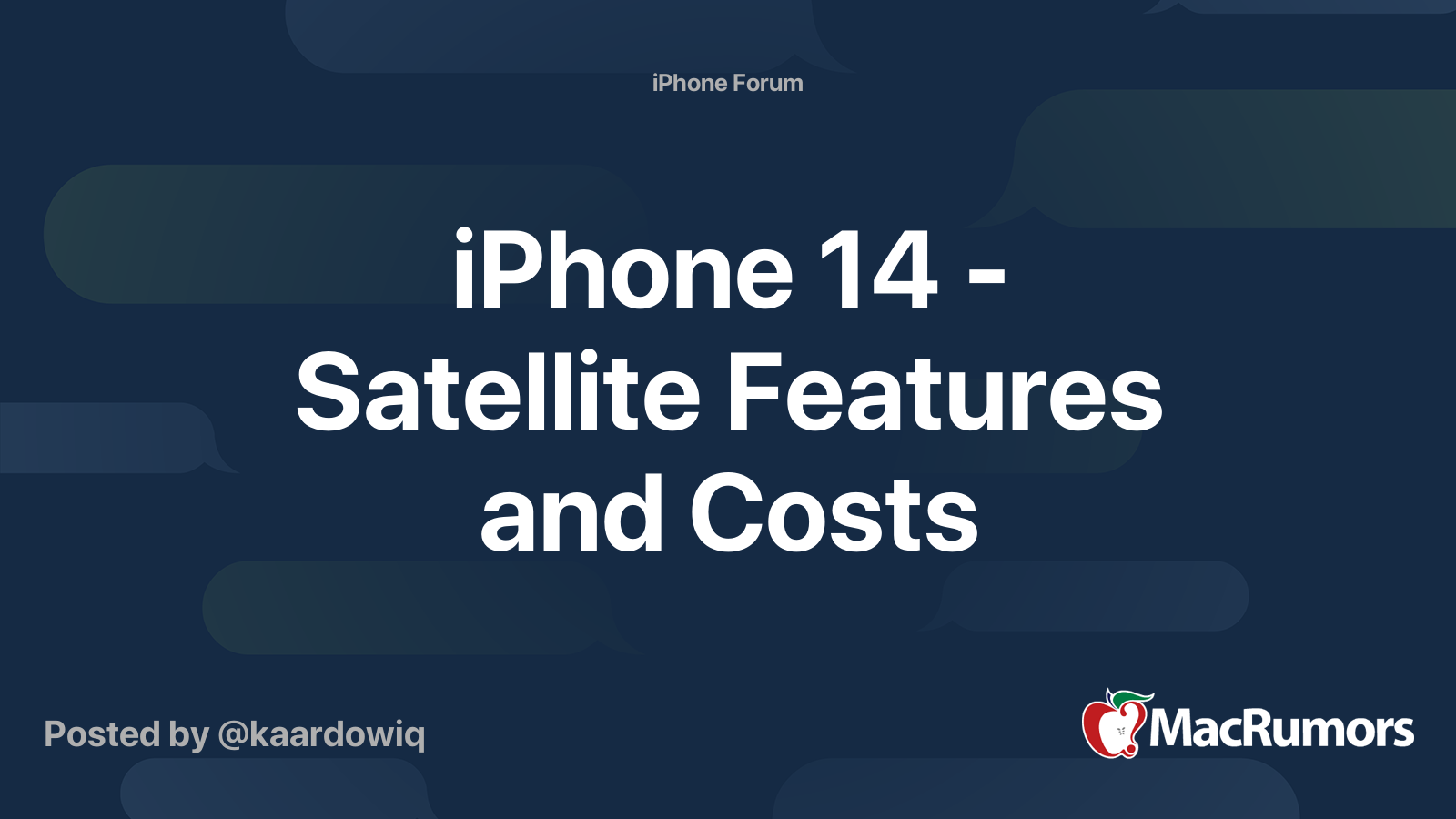 iPhone 14 - Satellite Features and Costs | MacRumors Forums