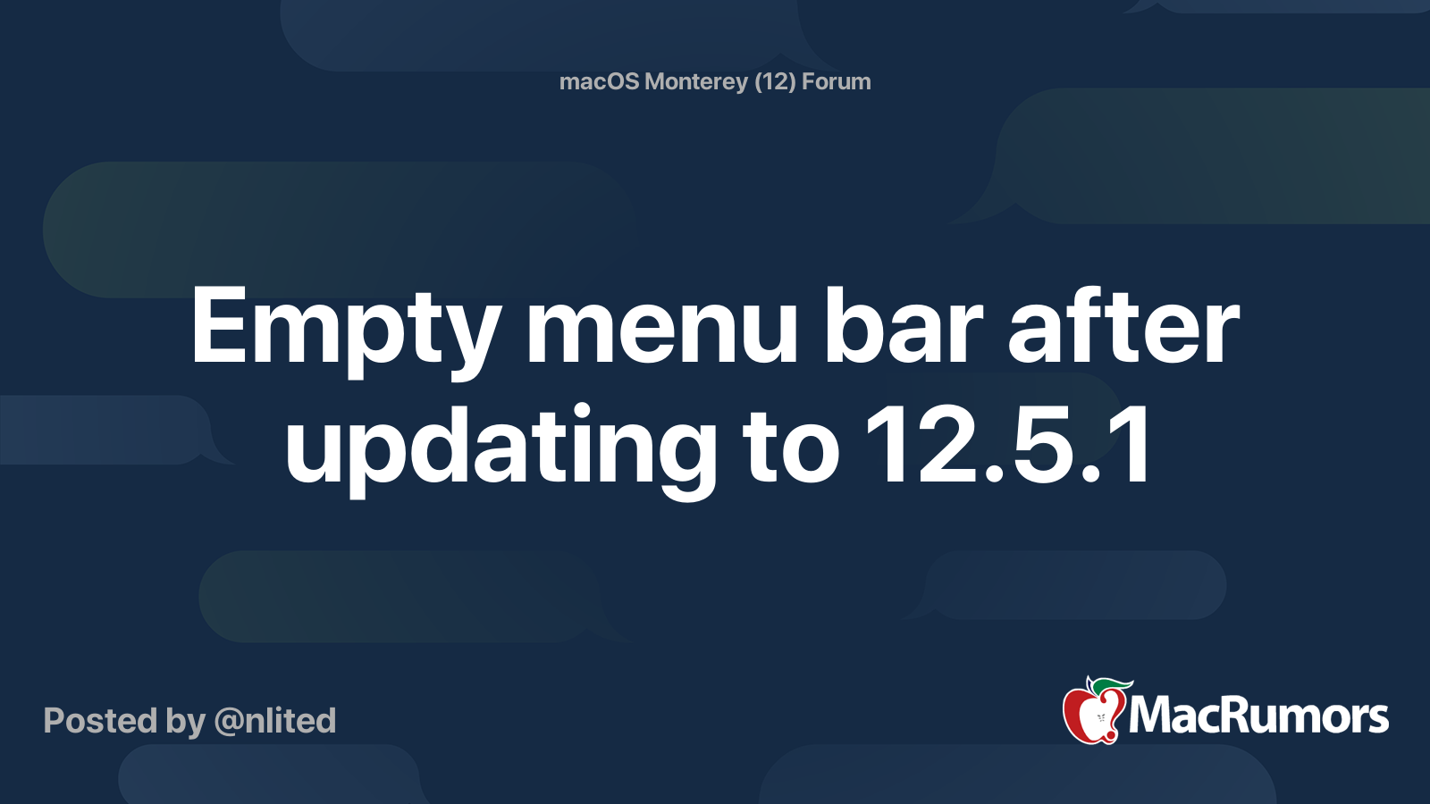 Empty menu bar after updating to 12.5.1 | MacRumors Forums