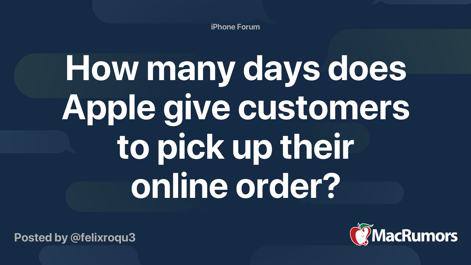 How many days does Apple give customers to pick up their online order