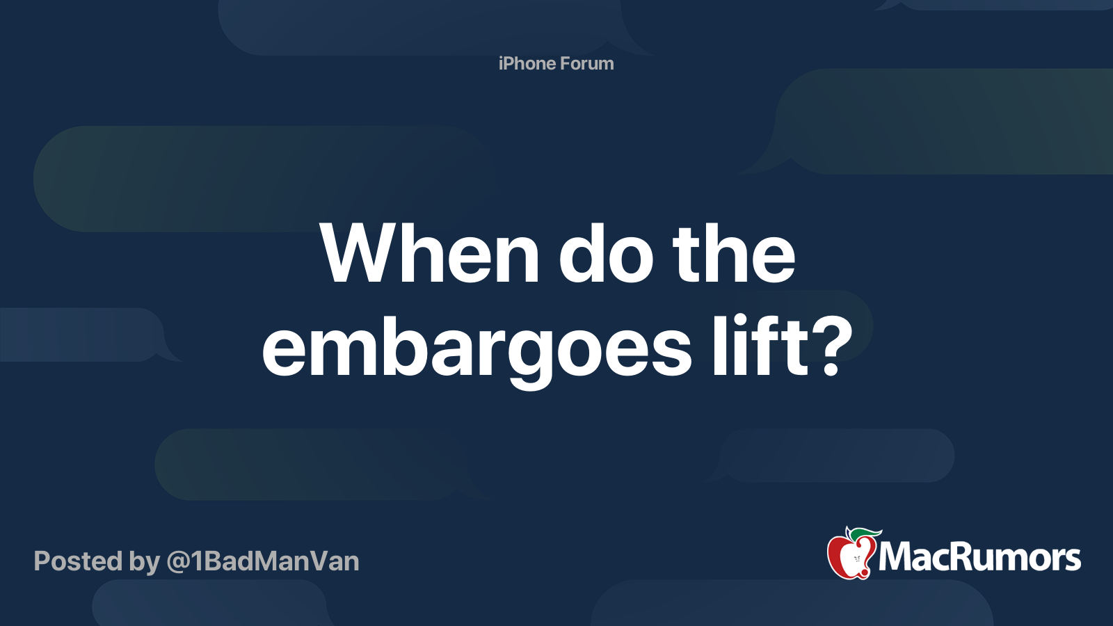 When do the embargoes lift? | MacRumors Forums