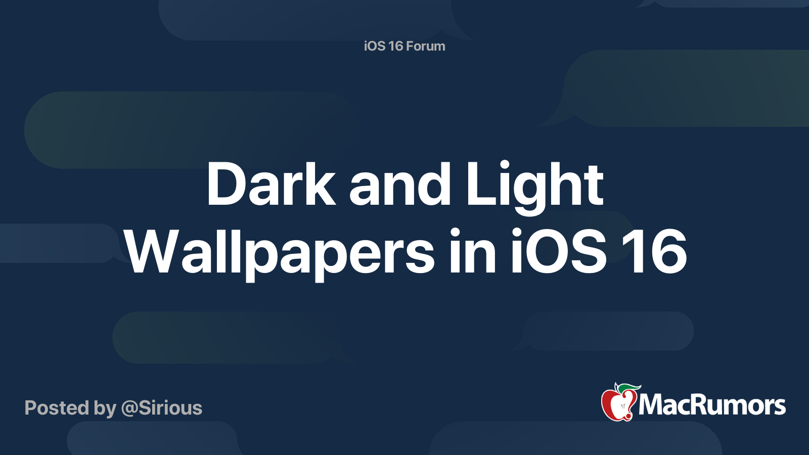 Dark and Light Wallpapers in iOS 16 MacRumors Forums