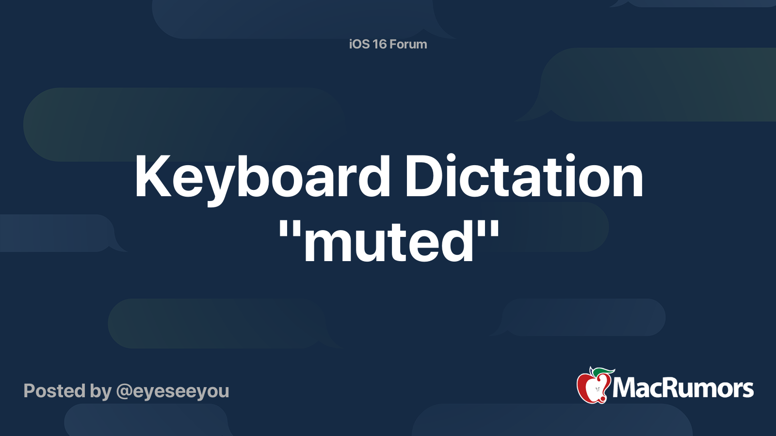 Keyboard Dictation "muted" MacRumors Forums