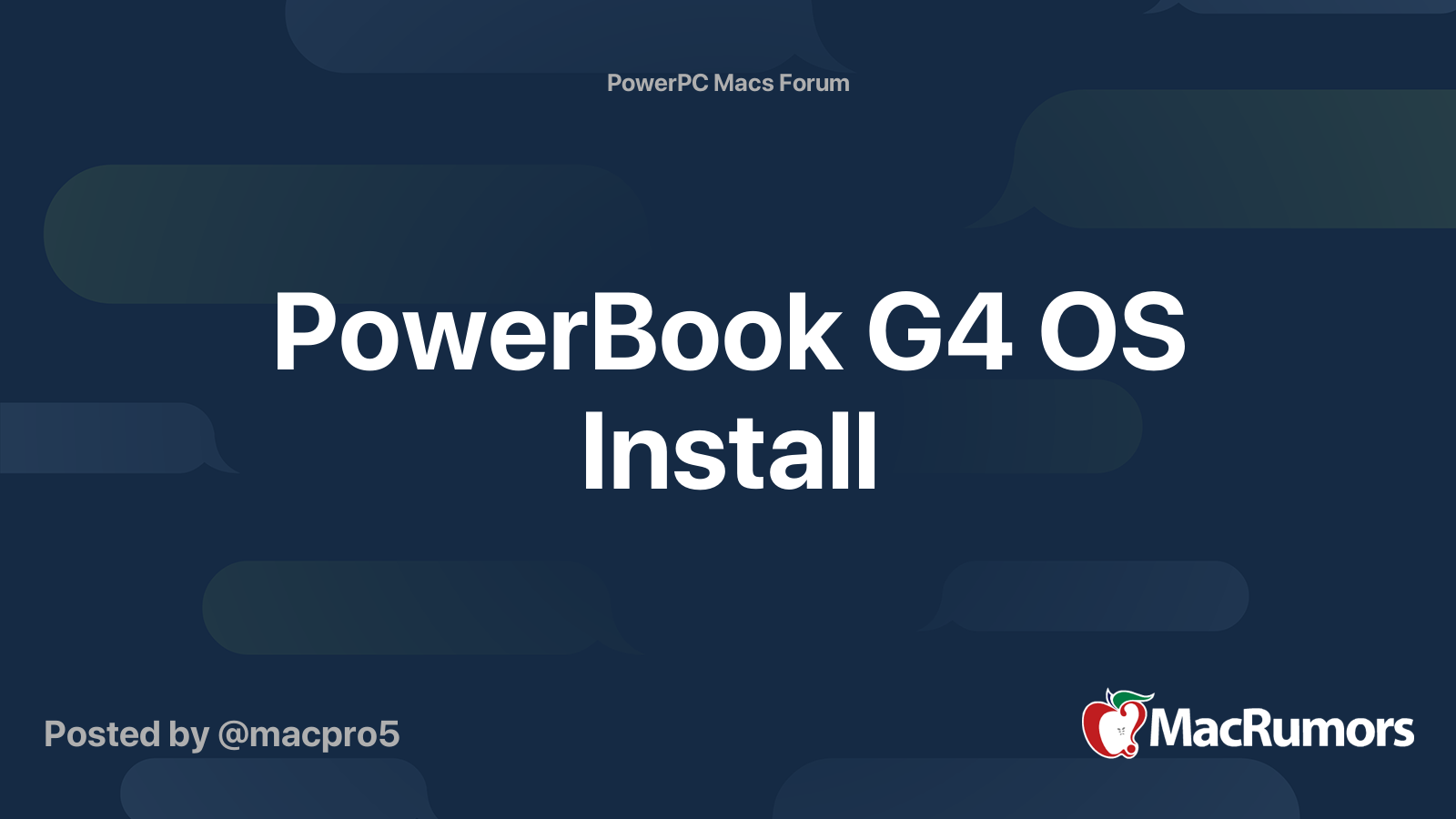 PowerBook G4 OS Install | MacRumors Forums