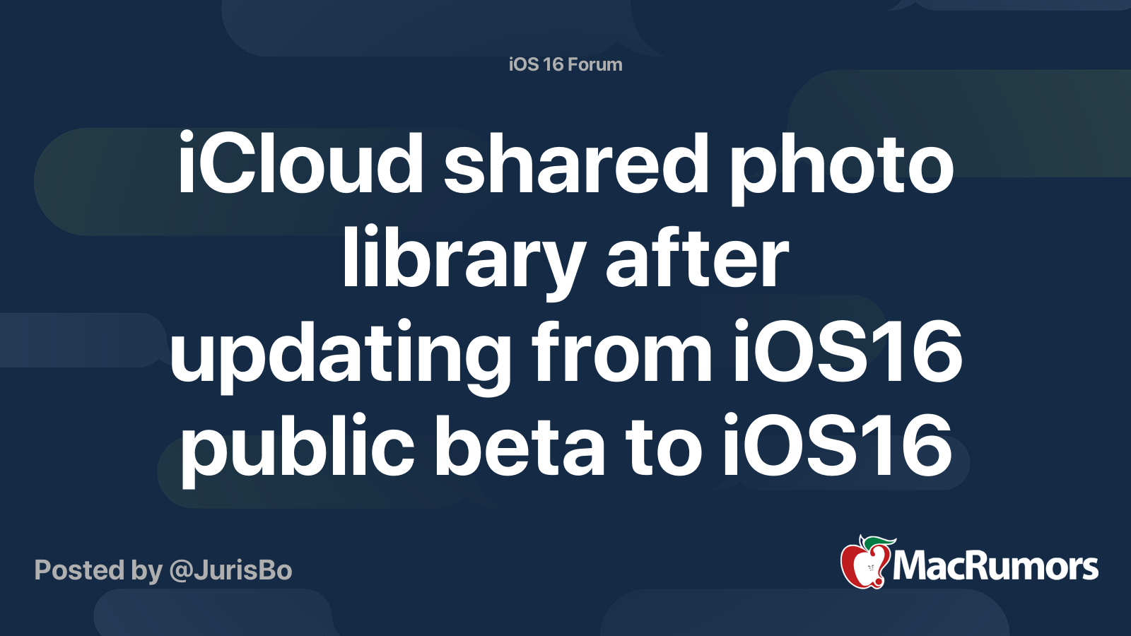 ICloud Shared Photo Library After Updating From IOS16 Public Beta To 