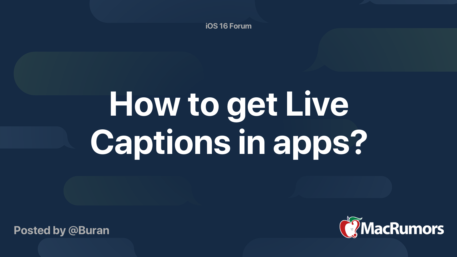 How to get Live Captions in apps? MacRumors Forums
