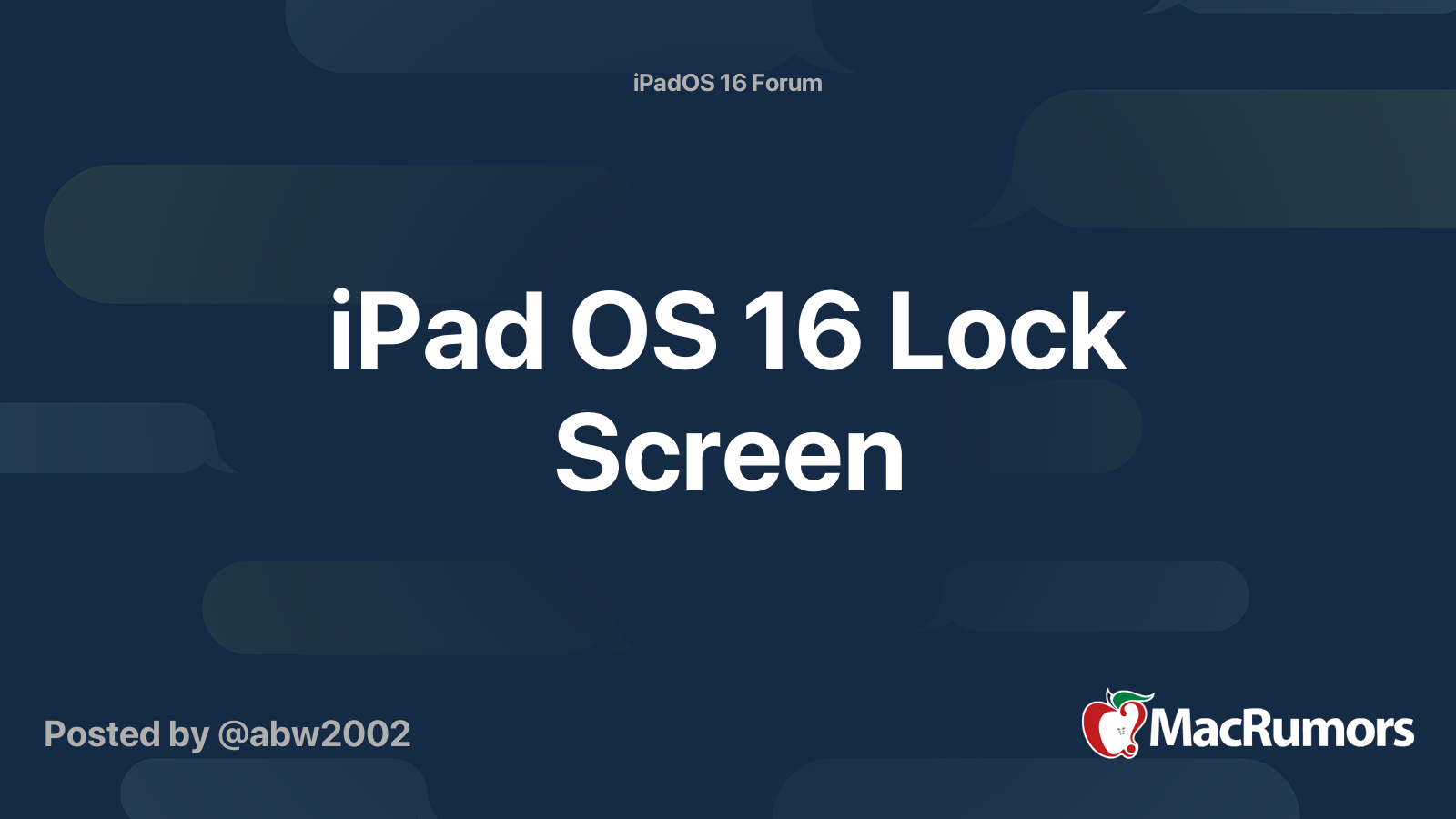 iPad OS 16 Lock Screen | MacRumors Forums