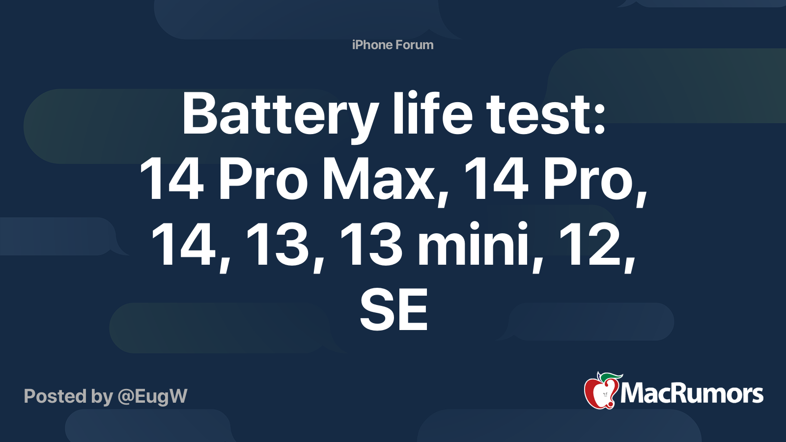 Battery life test 14 Pro Max, 14 Pro, 14, 13, 13 mini, 12, SE