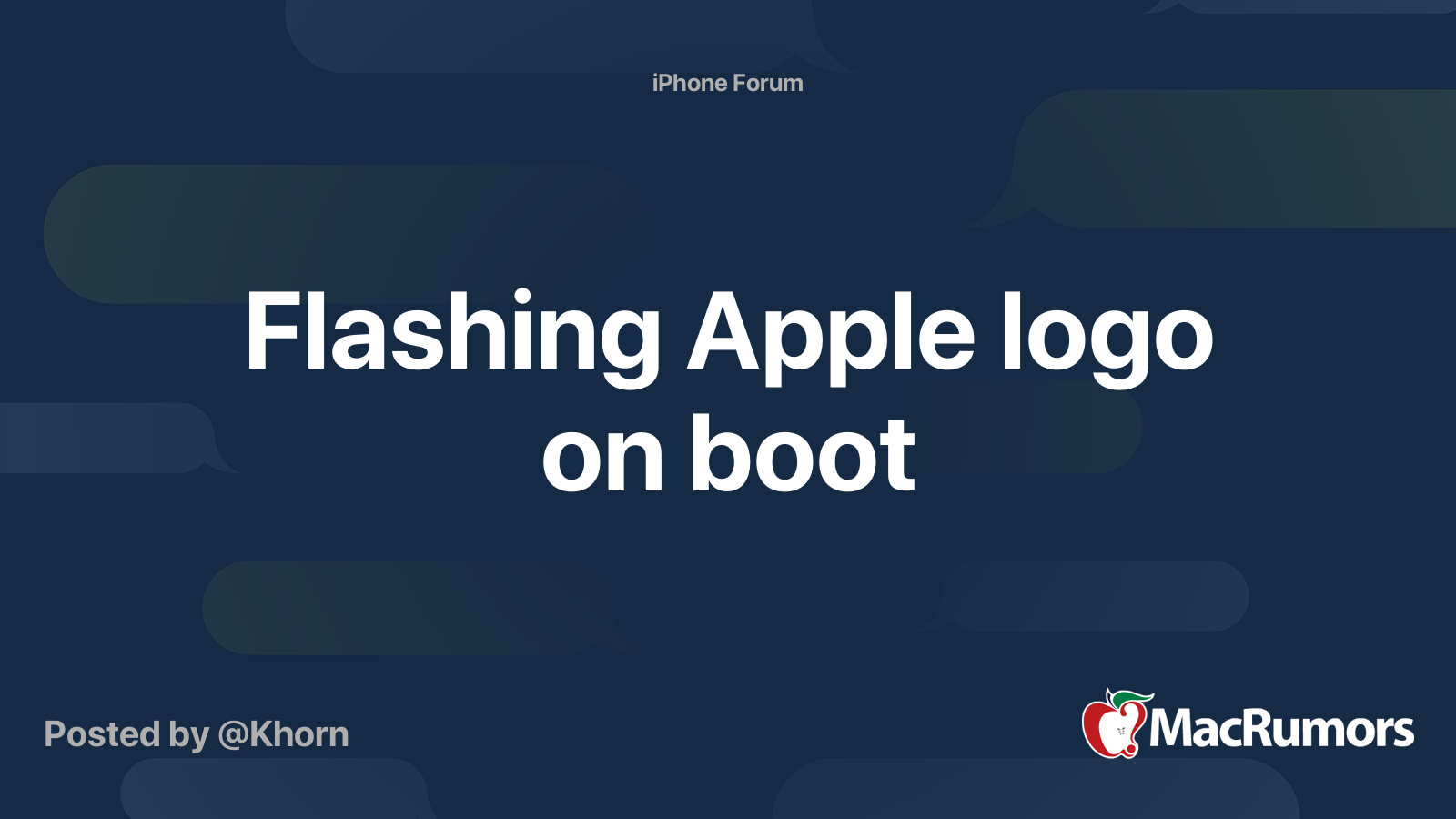 Flashing Apple logo on boot MacRumors Forums