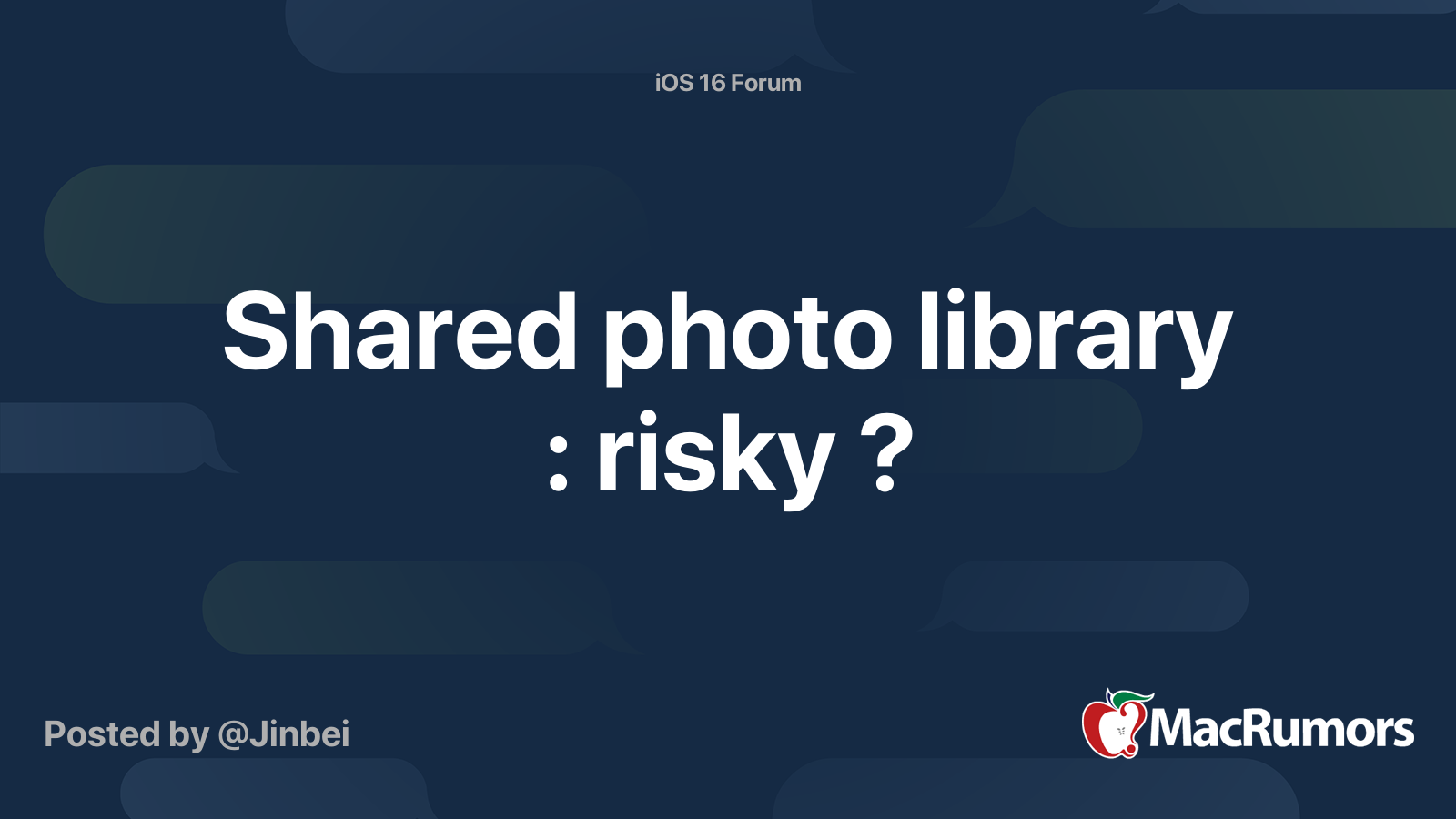 Shared photo library : risky ? | MacRumors Forums