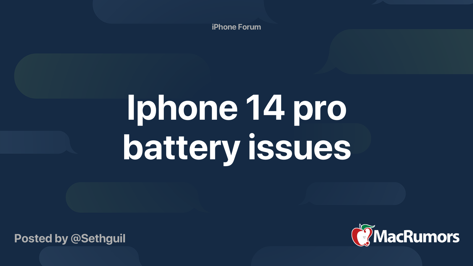 Iphone 14 pro battery issues | MacRumors Forums