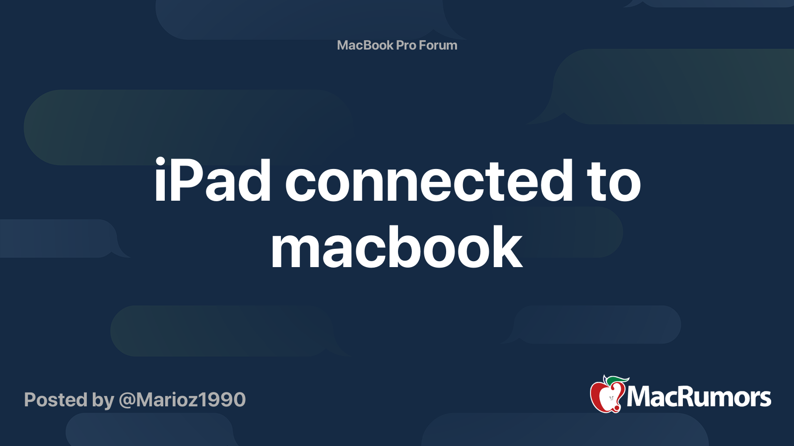 iPad connected to macbook | MacRumors Forums