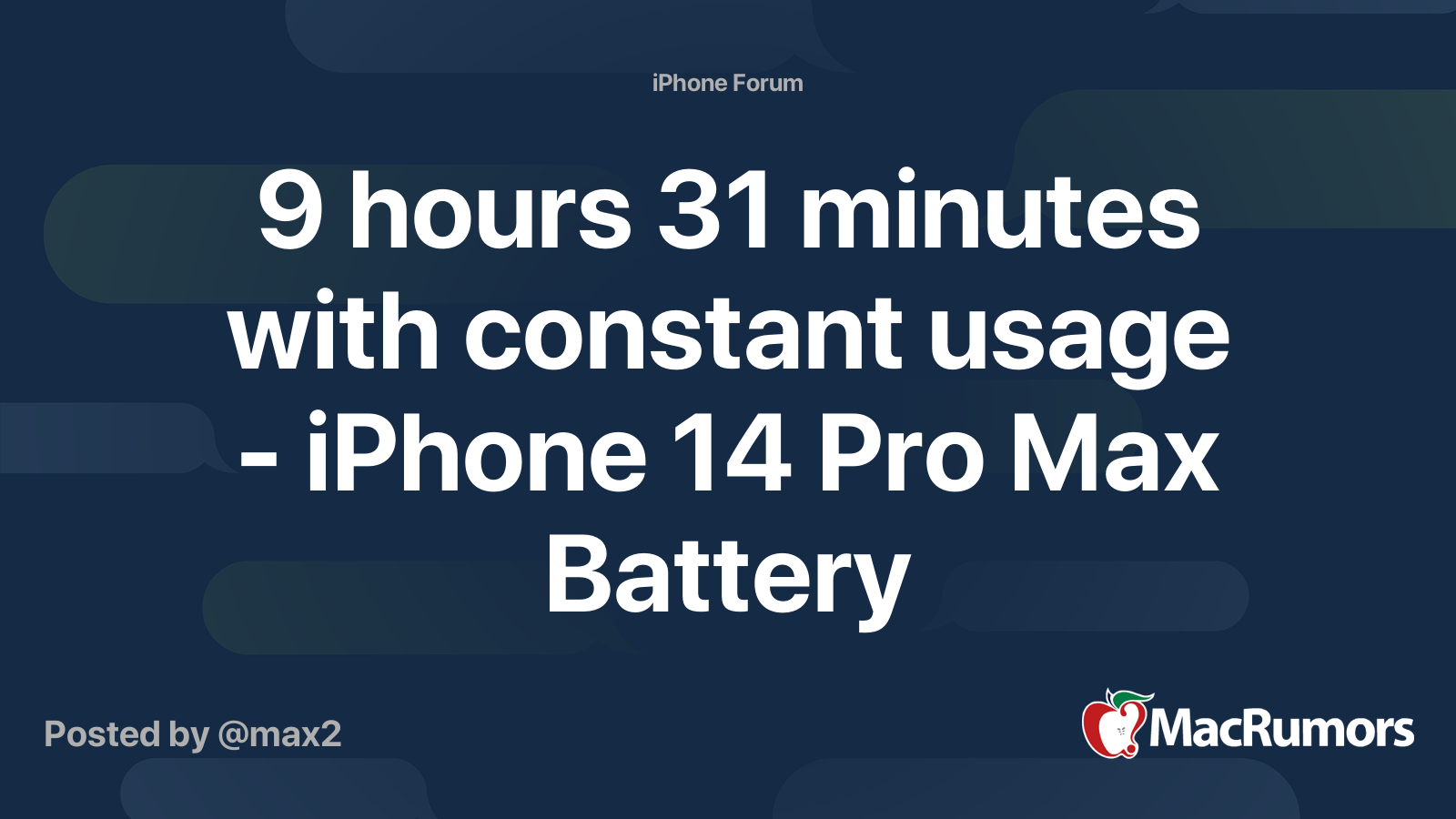 9 hours 31 minutes with constant usage - iPhone 14 Pro Max Battery