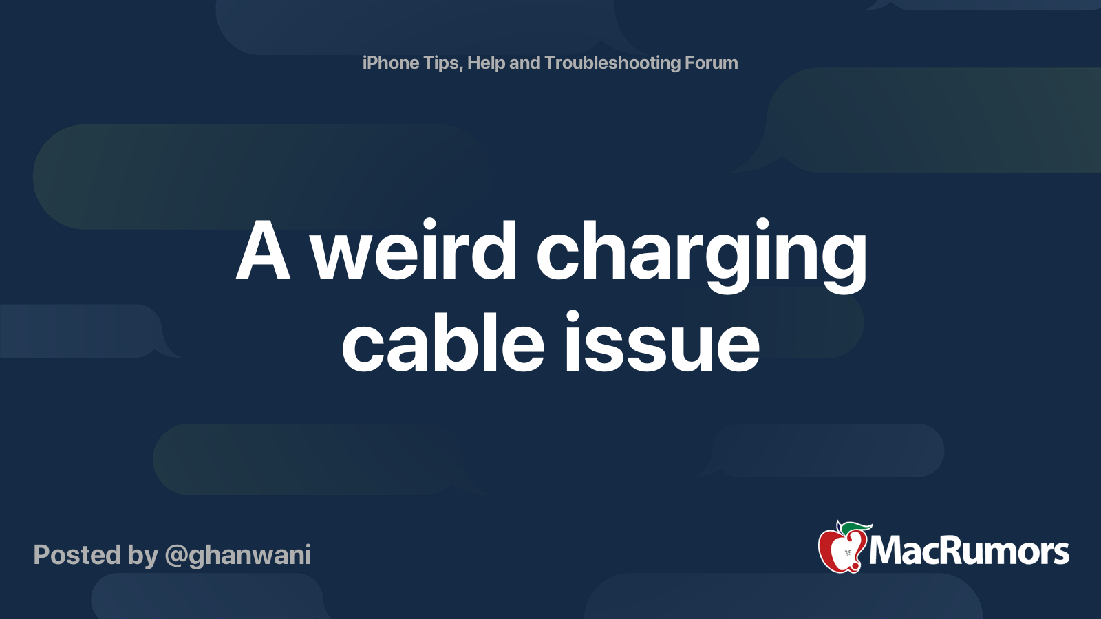 A weird charging cable issue | MacRumors Forums