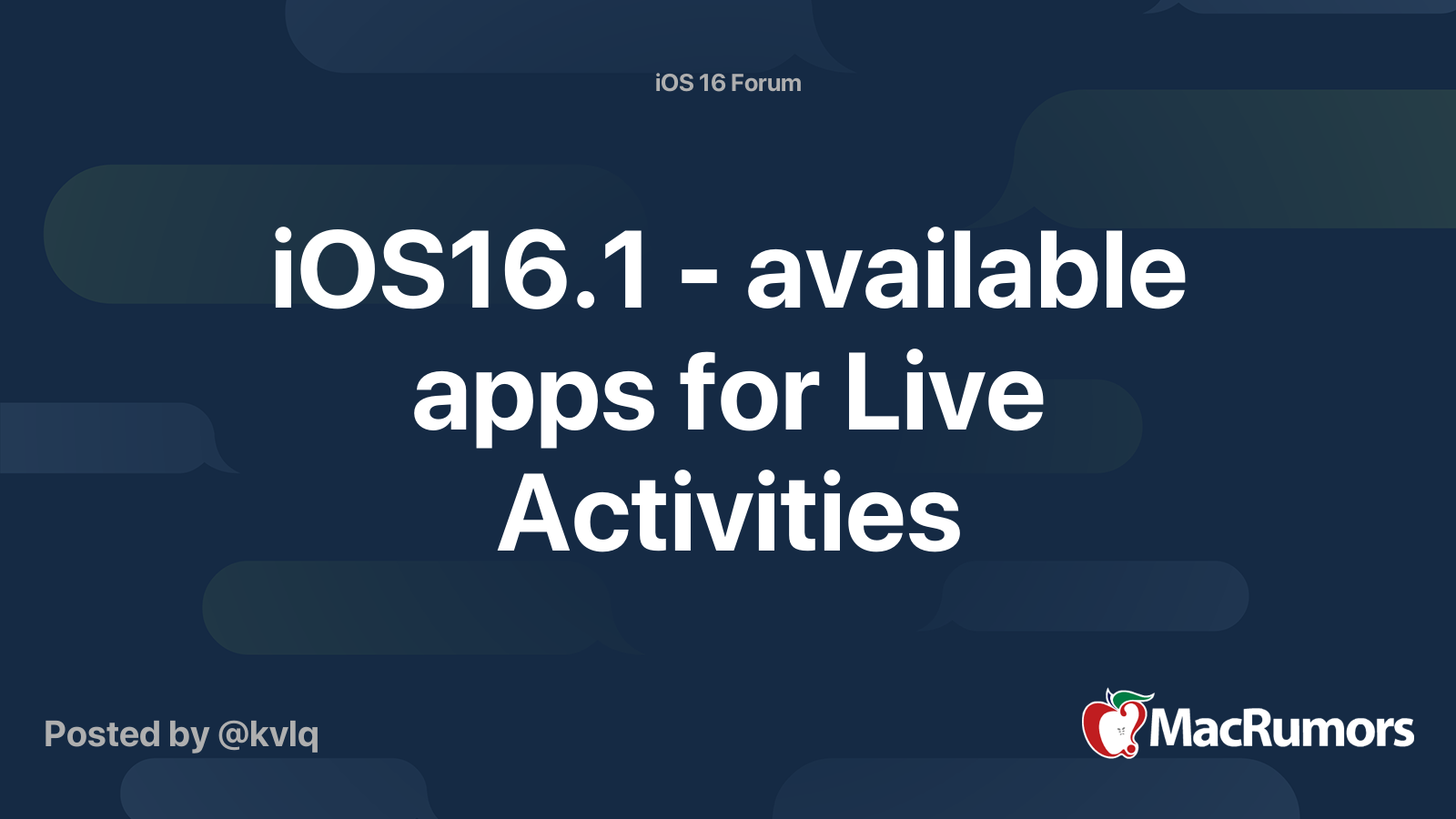 iOS16.1 - available apps for Live Activities | MacRumors Forums