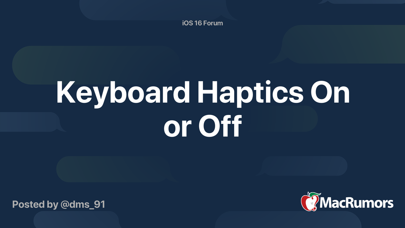Keyboard Haptics On or Off MacRumors Forums
