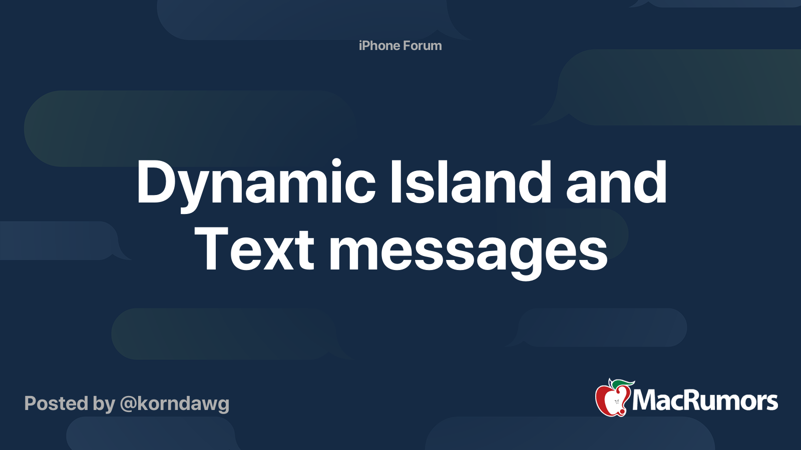 Dynamic Island and Text messages | MacRumors Forums