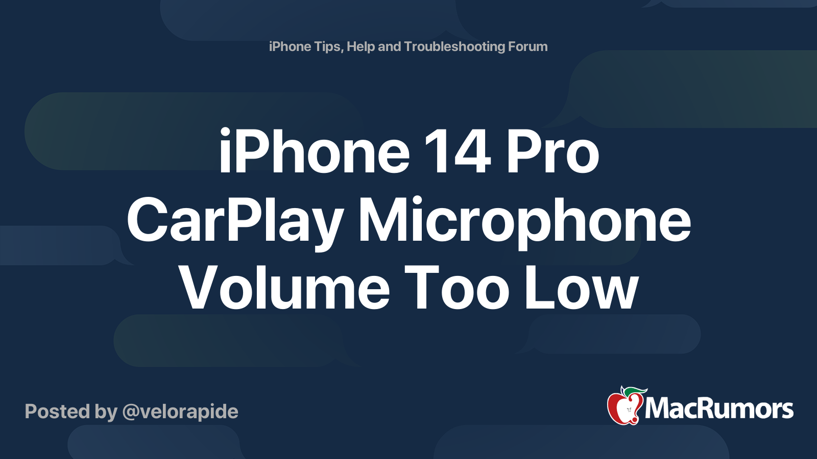 iPhone 14 Pro CarPlay Microphone Volume Too Low | MacRumors Forums