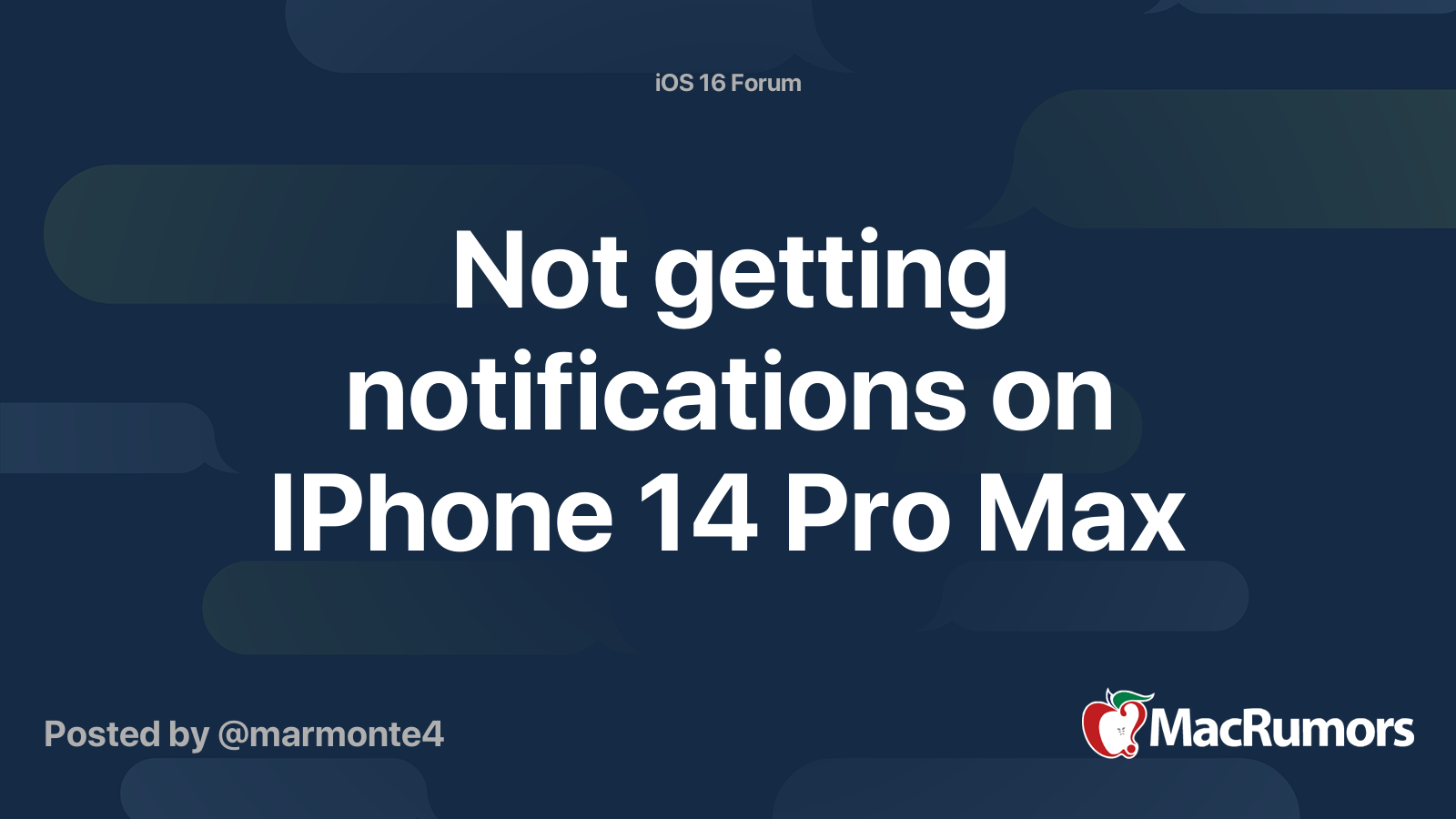 Not getting notifications on IPhone 14 Pro Max | MacRumors Forums