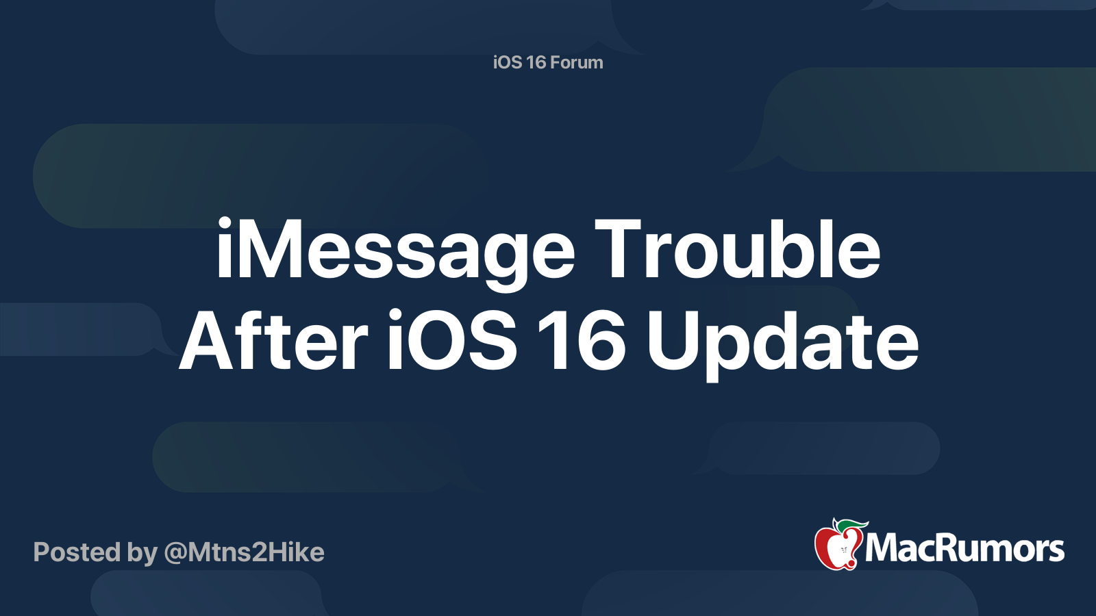 iMessage Trouble After iOS 16 Update | MacRumors Forums