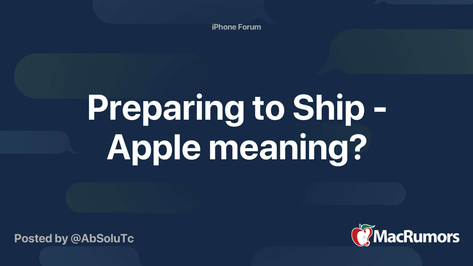 Preparing to Ship Apple meaning? MacRumors Forums