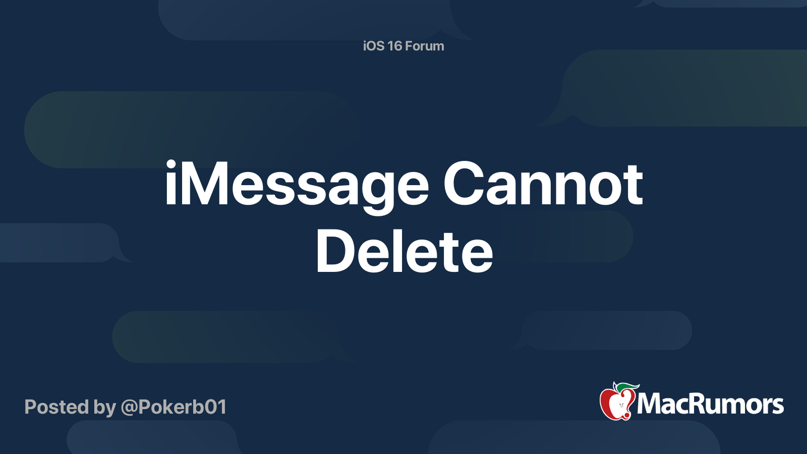 iMessage Cannot Delete | MacRumors Forums