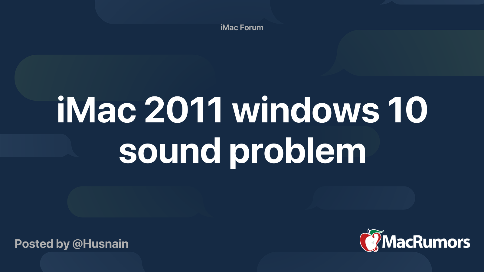 Imac 2011 windows 10 sound problem macrumors forums