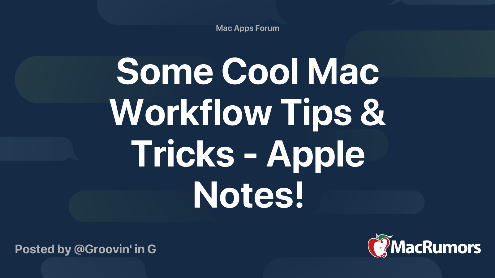 Some Cool Mac Workflow Tips & Tricks Apple Notes! MacRumors Forums