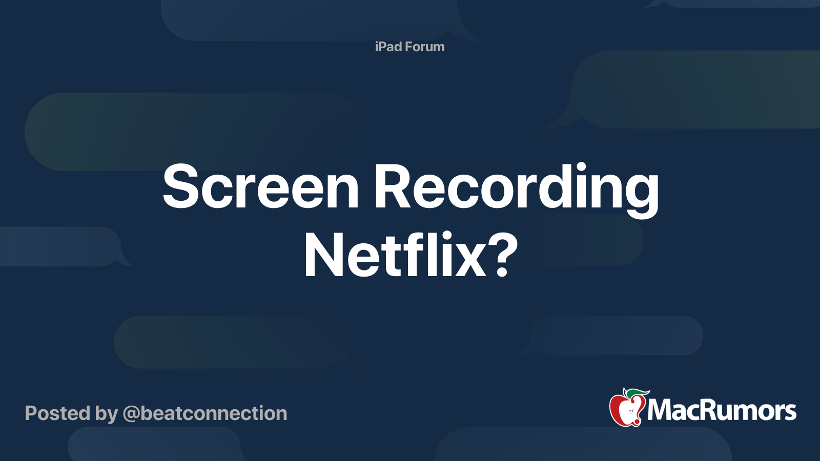 Screen Recording Netflix? MacRumors Forums