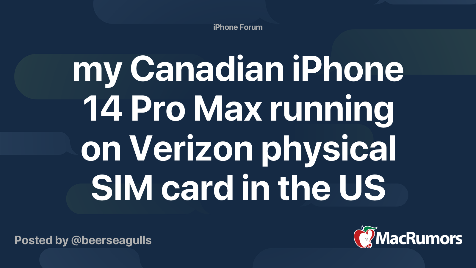 my Canadian iPhone 14 Pro Max running on Verizon physical SIM card in