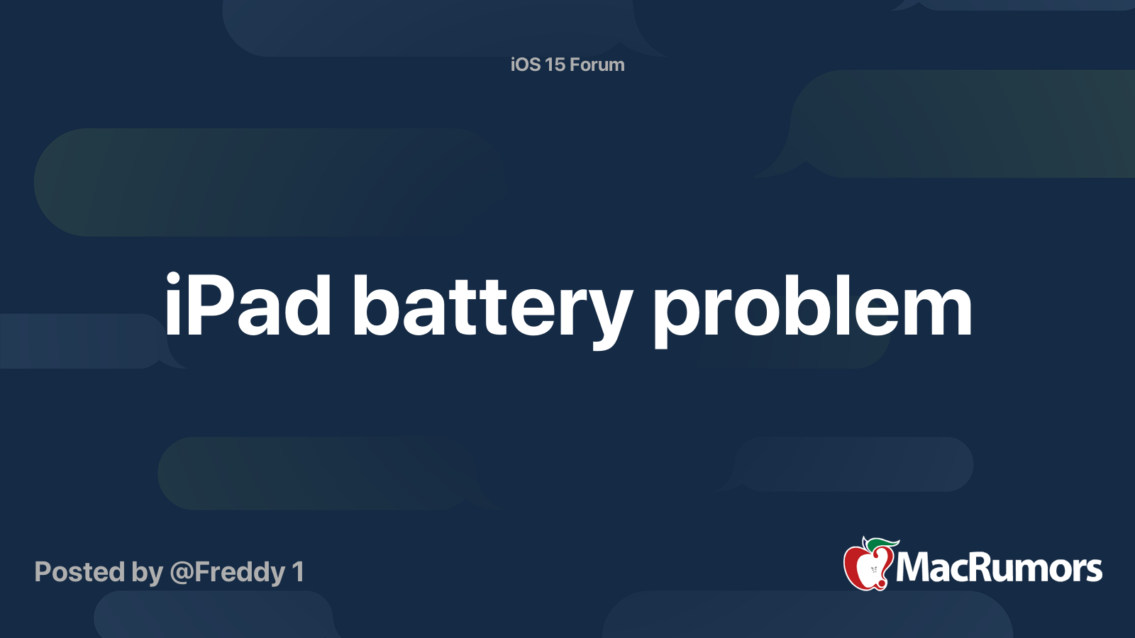 iPad battery problem | MacRumors Forums