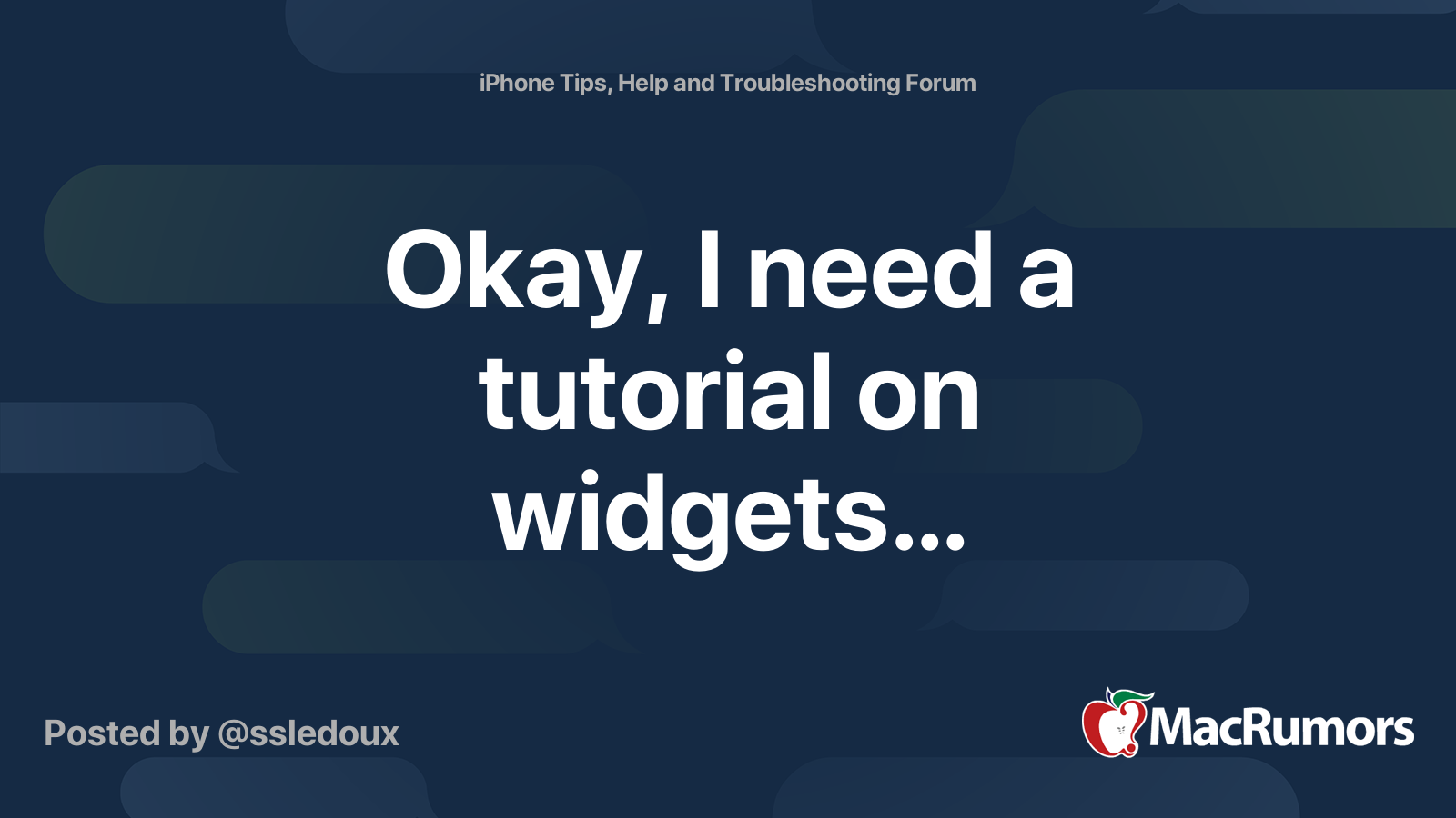 Okay, I need a tutorial on widgets… | MacRumors Forums