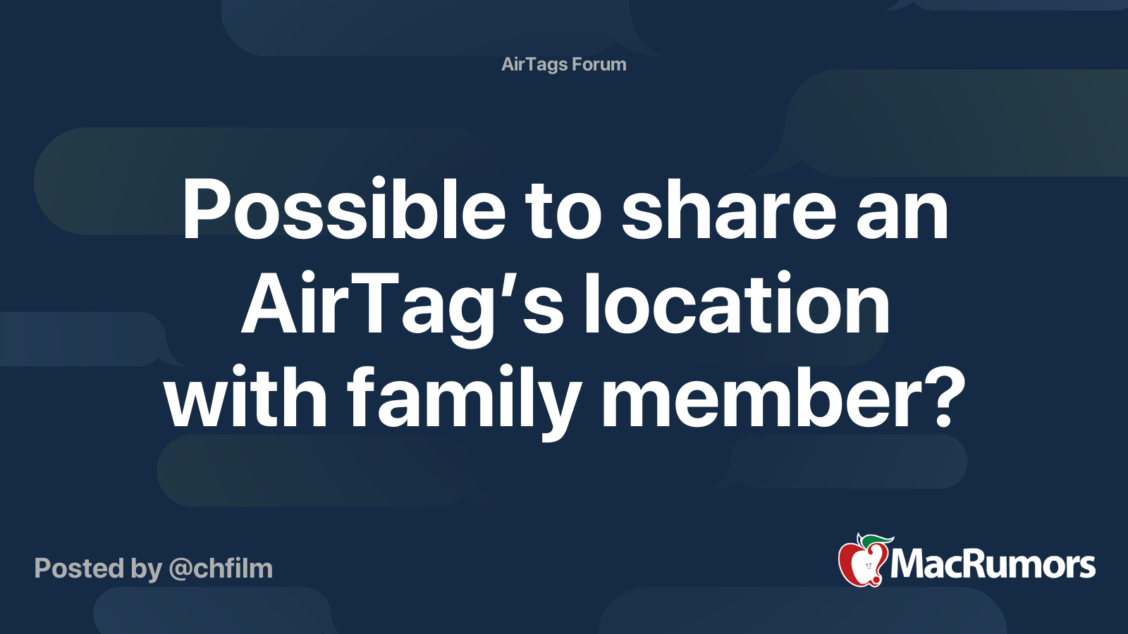 Possible to share an AirTag’s location with family member? | MacRumors