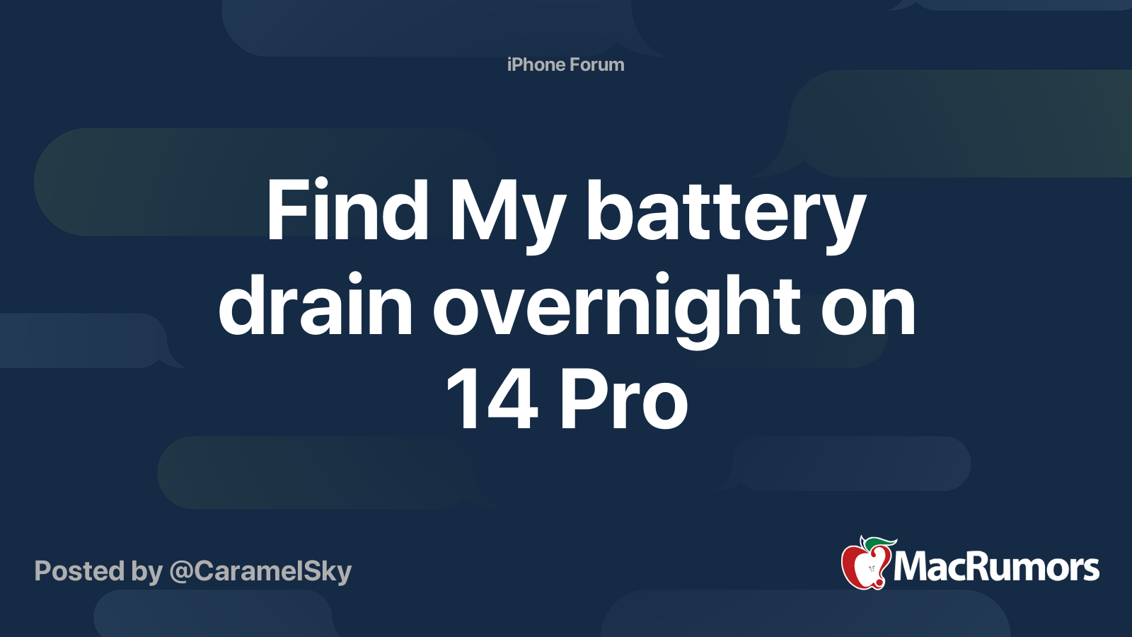 Find My battery drain overnight on 14 Pro MacRumors Forums
