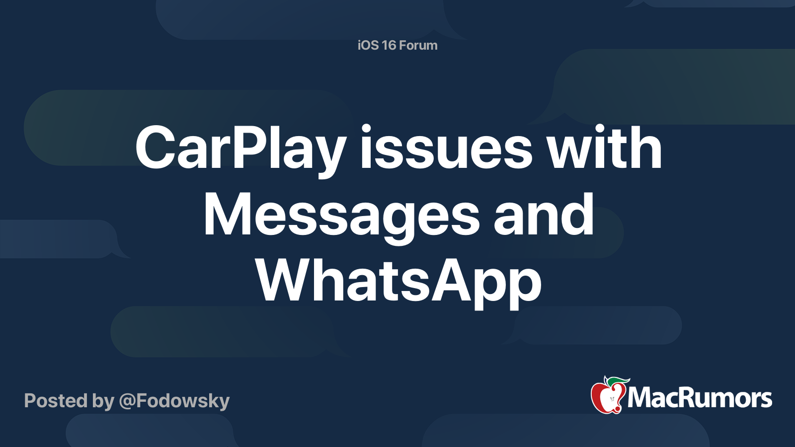 CarPlay issues with Messages and WhatsApp MacRumors Forums