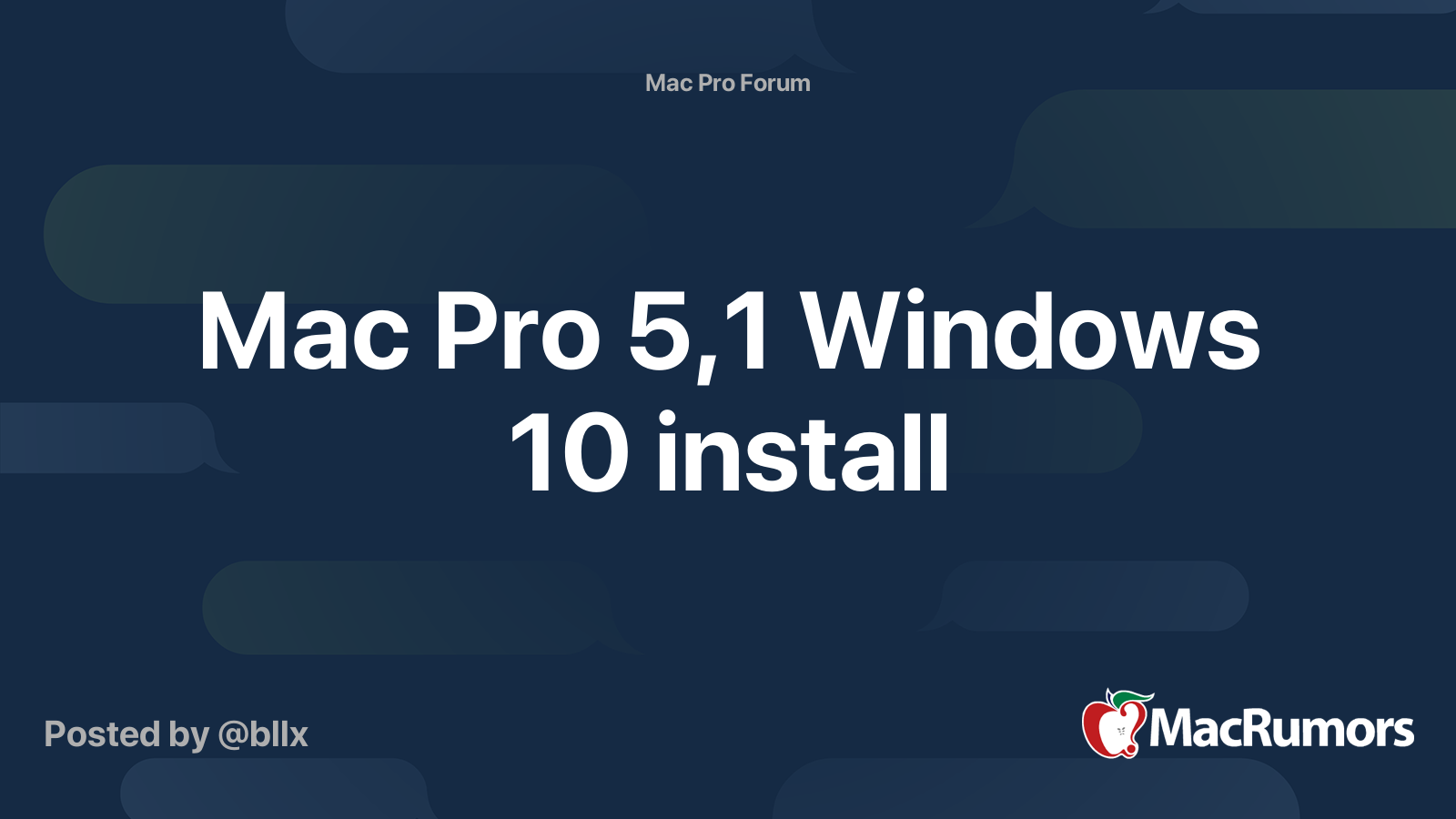 Mac Pro 5,1 Windows 10 install | MacRumors Forums