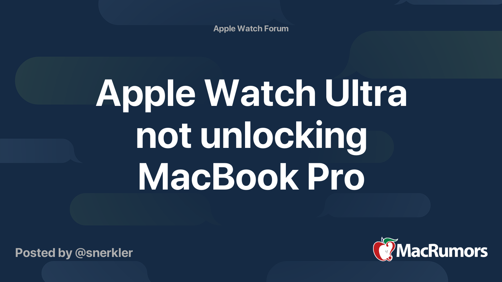 Apple Watch Ultra not unlocking MacBook Pro | MacRumors Forums