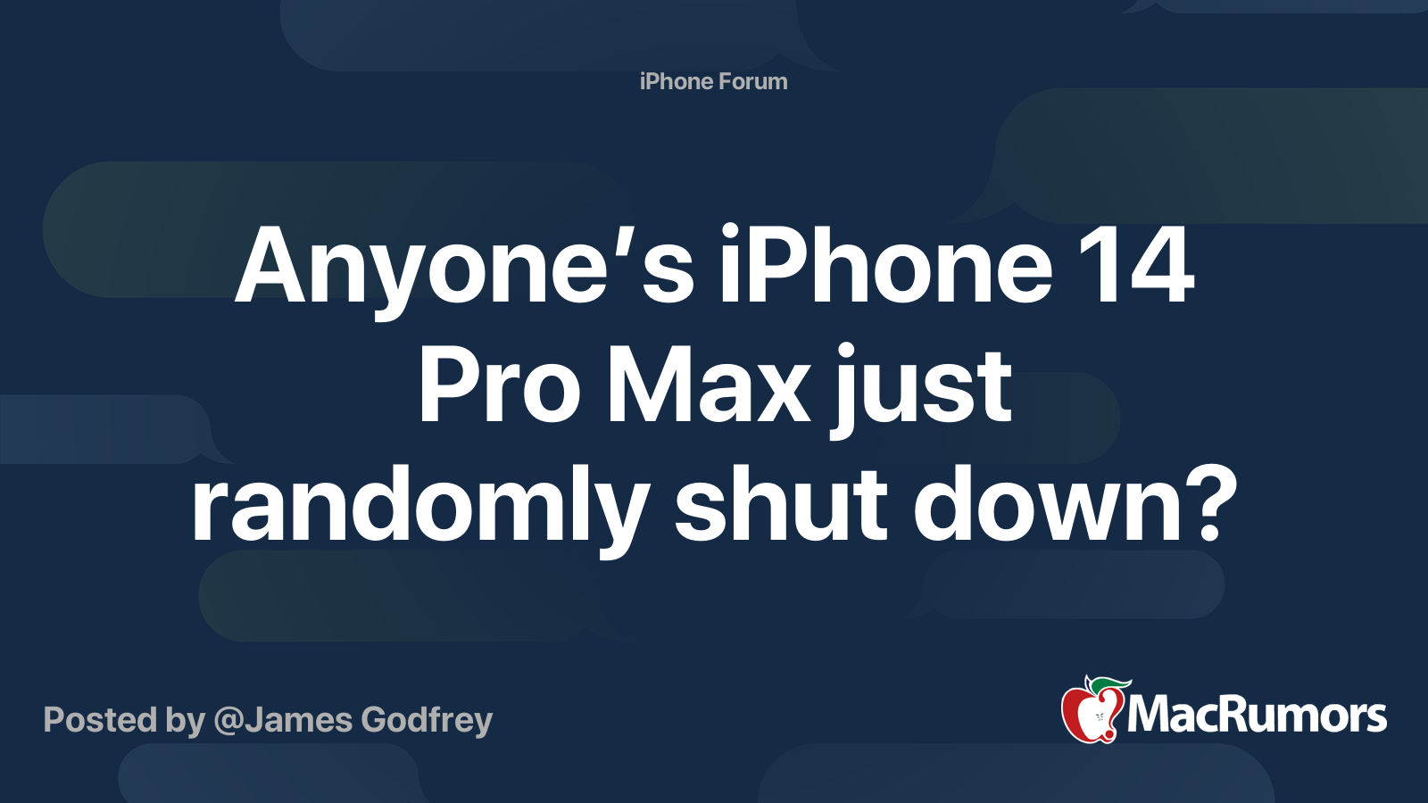 Anyone’s iPhone 14 Pro Max just randomly shut down? | MacRumors Forums