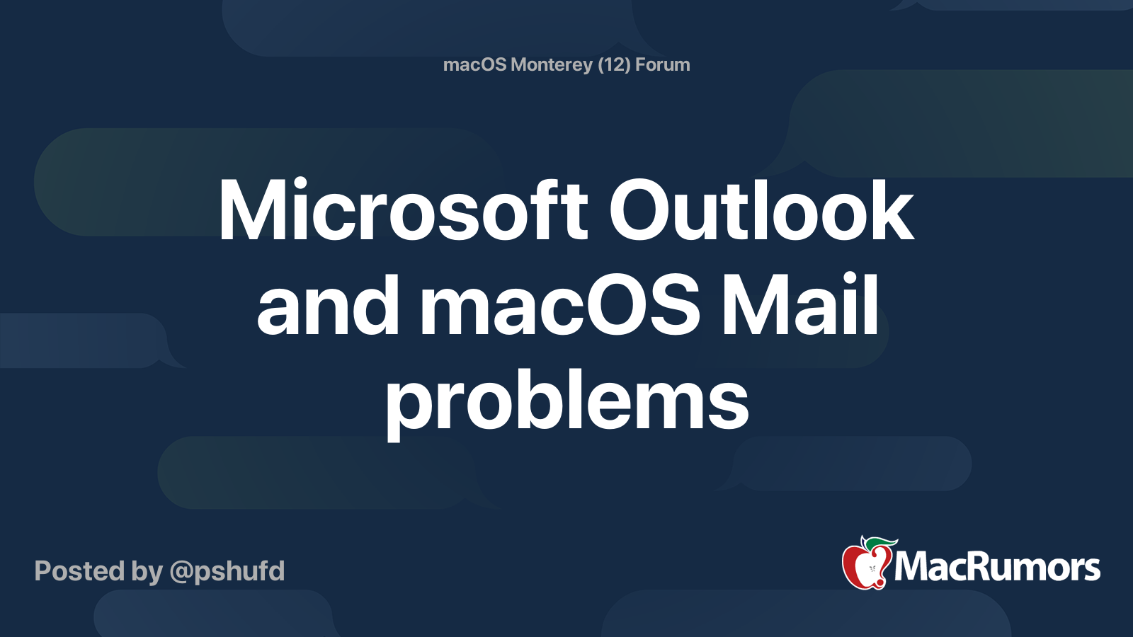 Microsoft Outlook and macOS Mail problems | MacRumors Forums