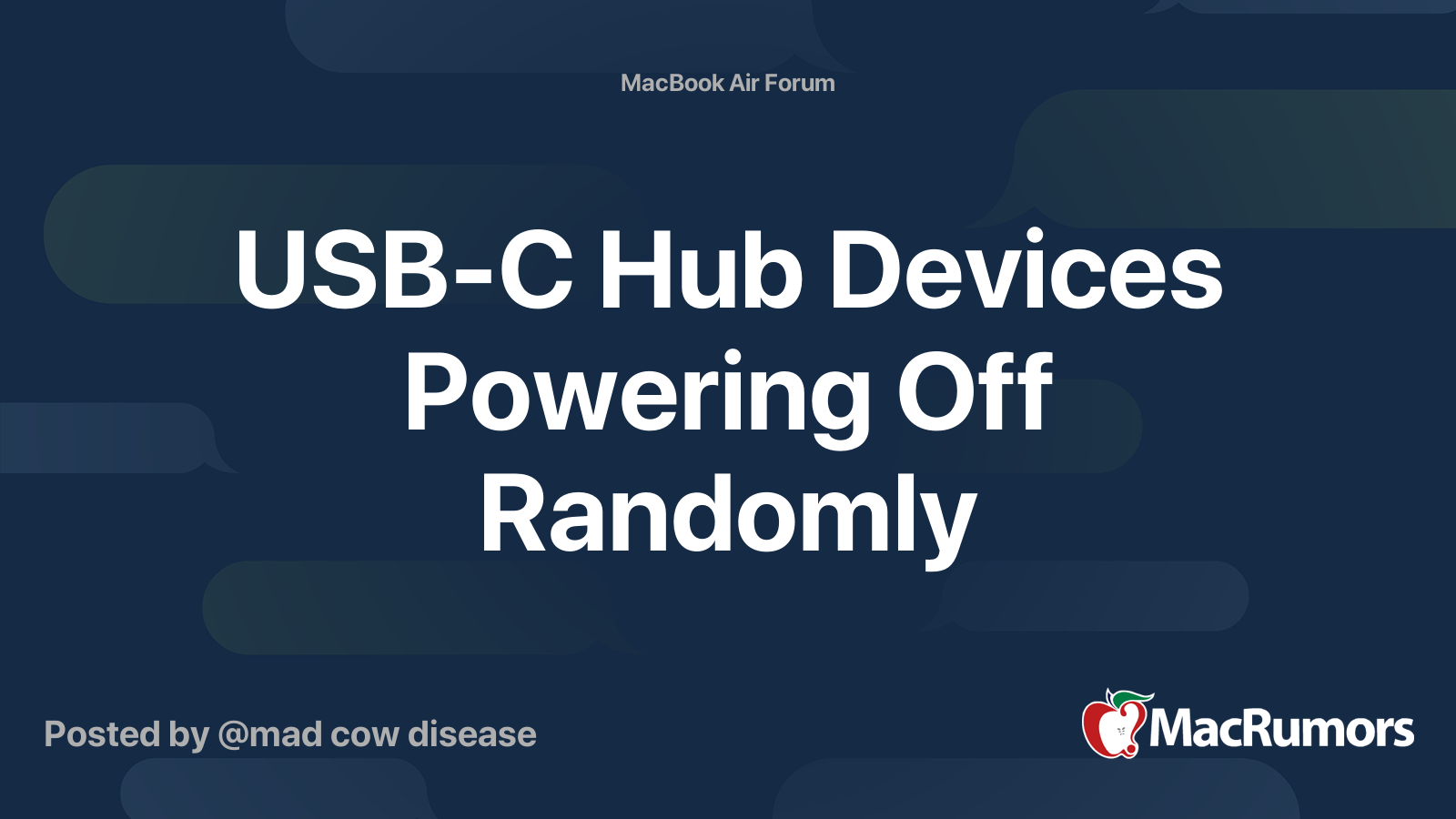 USBC Hub Devices Powering Off Randomly MacRumors Forums