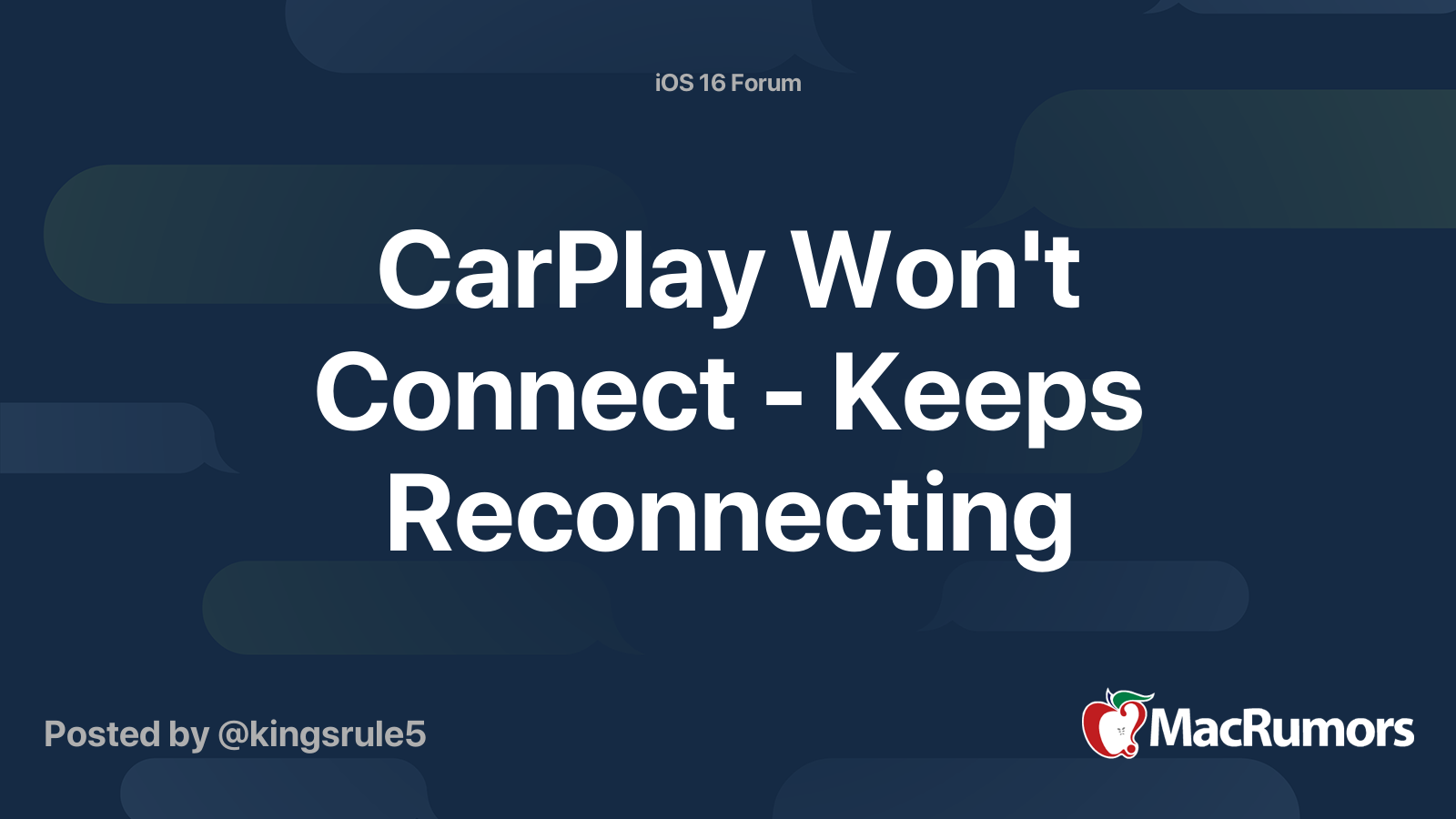CarPlay Won't Connect Keeps Reconnecting MacRumors Forums