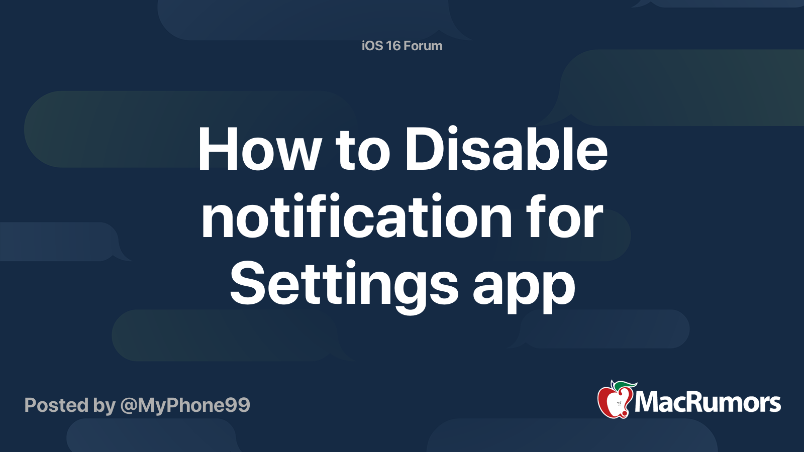 How to Disable notification for Settings app | MacRumors Forums