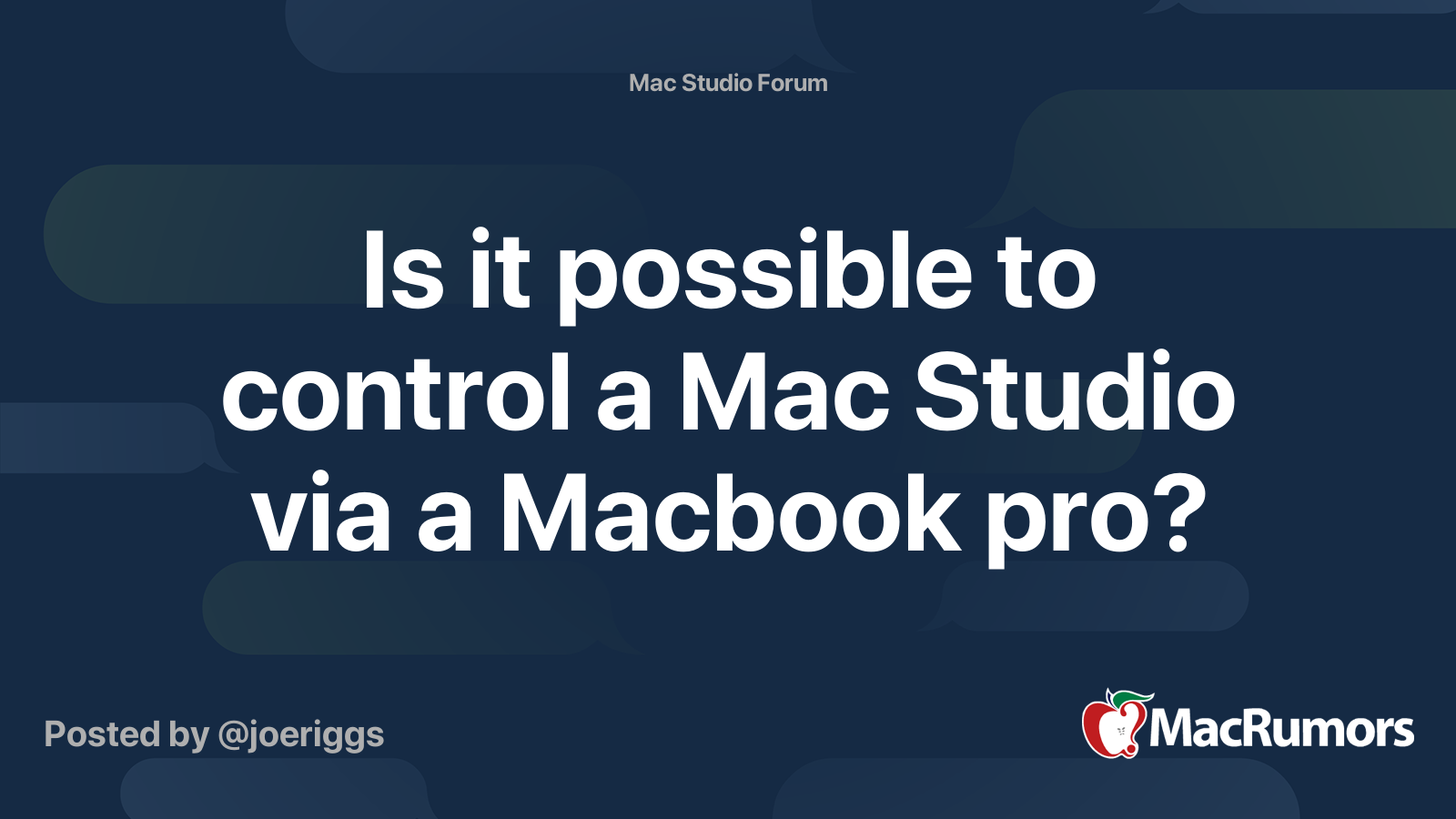 Is It Possible To Control A Mac Studio Via A Macbook Pro Macrumors Forums