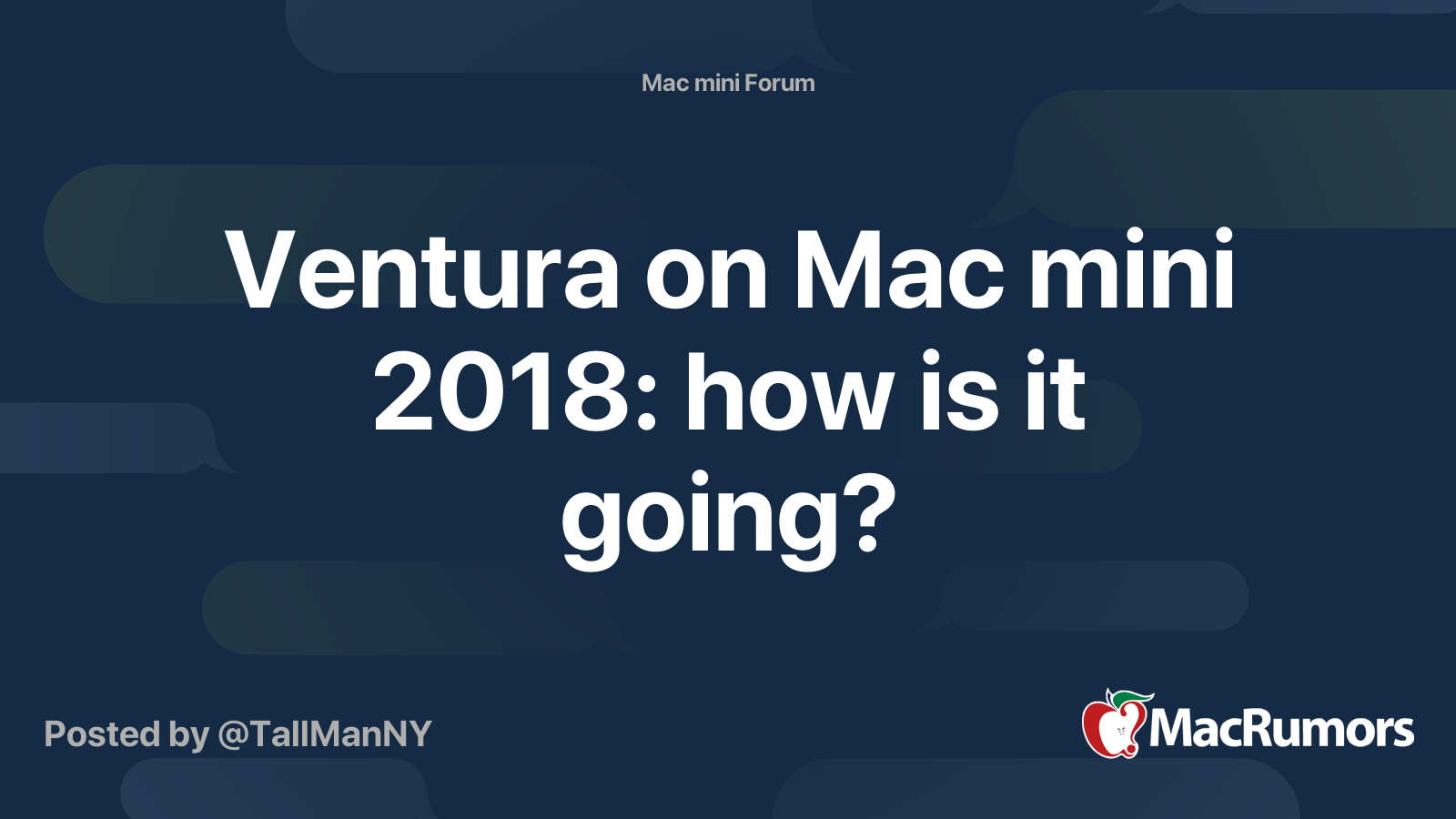 Ventura on Mac mini 2018: how is it going? | MacRumors Forums