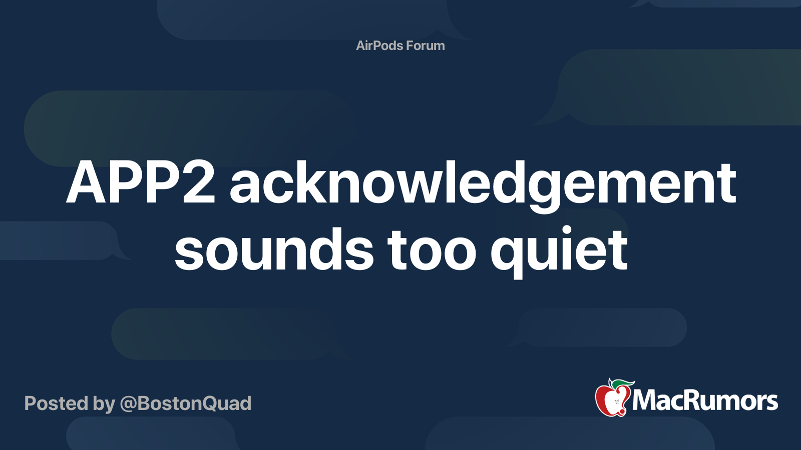 APP2 acknowledgement sounds too quiet MacRumors Forums